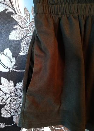 Стильные брендовые шорты с карманами замш велюр, 14-182 фото