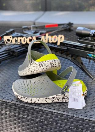 Кроксы crocs literide clog greylightgreen (клякса) серые оригинал 40 41 42 43 44