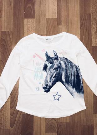 Белый реглан с лошадью h&m
