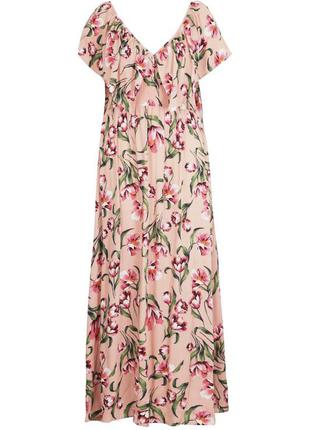 Сукня максі з квітковим принтом і оборками boohoo рожеве 💓 квітковий принт 🌷 легке 💭 елегантне💭 літо 🌞 весна 🌿4 фото