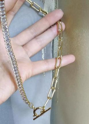 Чокер вечерний золото ожерелье цепь ланцюг цепочка6 фото
