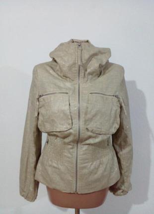 Шикарная легкая курточка лен с золотистым напылением   moni ducci1 фото