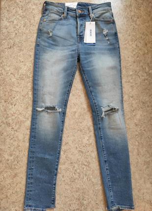 Высокие скины джинсы скинни skinny рваные колени, стрейчевые h&m2 фото
