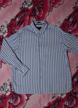 Мужская рубашка премиум качества marks&spencer luxury. размер xxl. 100% cotton. в бело-голубую полоску.3 фото