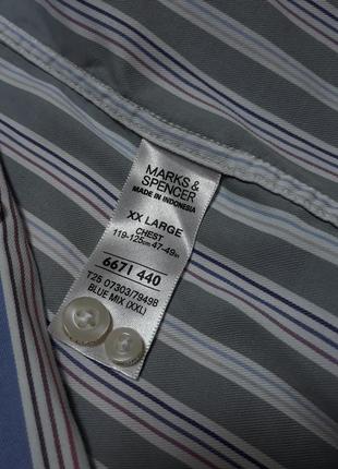 Мужская рубашка премиум качества marks&spencer luxury. размер xxl. 100% cotton. в бело-голубую полоску.10 фото
