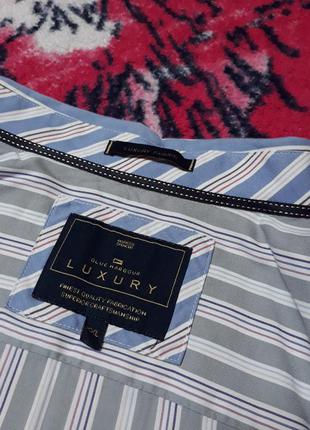 Мужская рубашка премиум качества marks&spencer luxury. размер xxl. 100% cotton. в бело-голубую полоску.5 фото