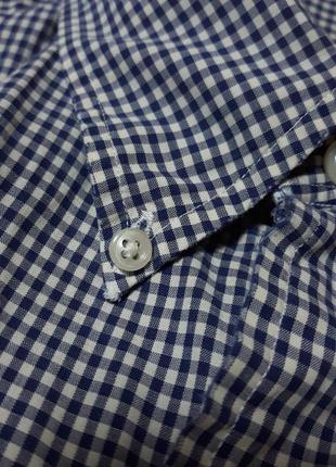 Мужская рубашка премиум качества polo by ralph lauren. размер l. 100% cotton. мелкая клетка темно-синяя с белым.6 фото