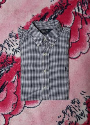 Чоловіча сорочка преміум якості polo by ralph lauren. розмір l. 100% cotton. дрібна клітка темно-синя з білим.