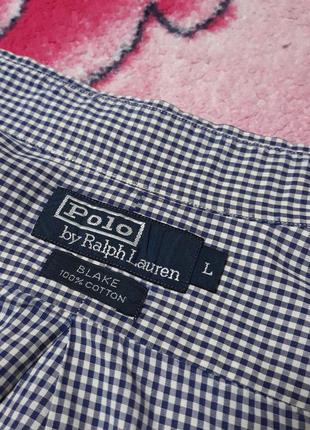 Чоловіча сорочка преміум якості polo by ralph lauren. розмір l. 100% cotton. дрібна клітка темно-синя з білим.4 фото