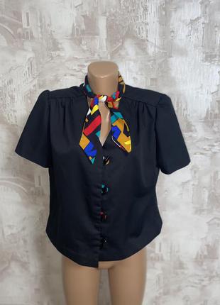 Летний винтажный черный жакет с коротким рукавом,цветные вставки(028)2 фото