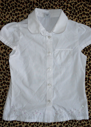 Белая блуза в школу 8 лет рост 128 (шир. 35)