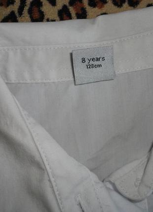 Белая блуза в школу 8 лет рост 128 (шир. 35)4 фото