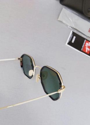 Очки в стиле ray ban  унисекс солнцезащитные линзы зеленые из минерального стекла7 фото