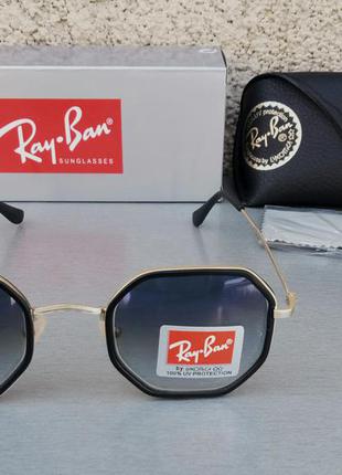 Ray ban окуляри унісекс сонцезахисні сіро фіолетовий градієнт лінзи з мінерального скла2 фото