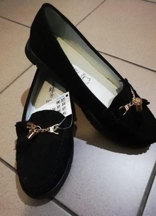 Туфли замшевые чёрные для девочек