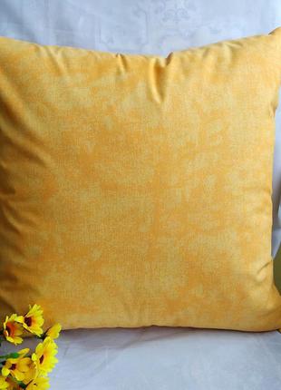 Жёлтая  мраморная наволочка с хлопка 40*40 см1 фото
