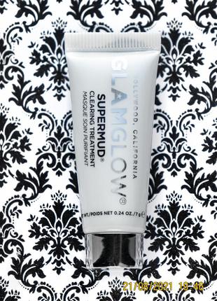 Чорна маска для глибокого очищення шкіри обличчя з глиною glamglow supermud clearing treatment 7 г
