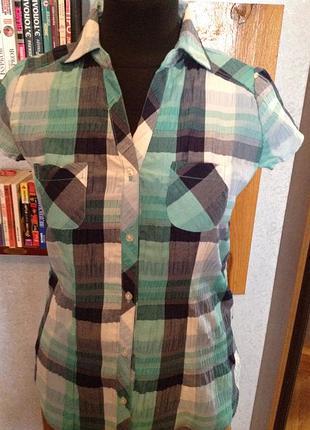 Миленькая рубашка в клетку бренда okay, р. 46-48