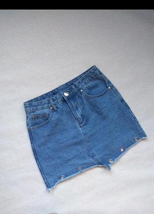 Джинсова рвана спідниця kendall+kylie,джинсова спідниця,міні спідниця тренд