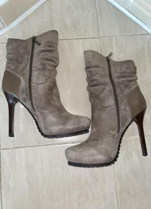 Ботильйони, черевики на шпильці, ботильоны, замша