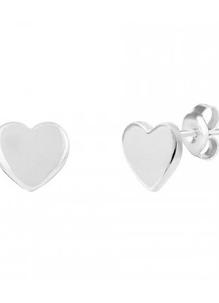 Срібні сережки-цвяшки, сердечки1 фото