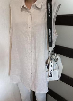 100% лен стильная белая блузка рубашка кофта10 фото