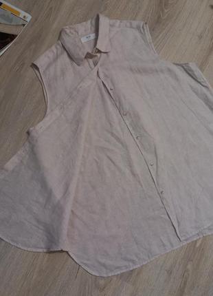 100% лен стильная белая блузка рубашка кофта3 фото