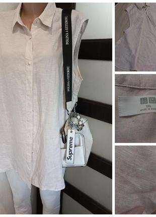 100% лен стильная белая блузка рубашка кофта