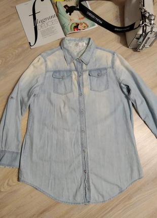 Длинная джинсовая рубашка кофточка блузка