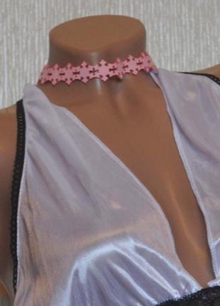 Ніжний червоний рожевий кораловий персиковий чокер "сніжинка"9870 з щільного матеріалу сніжинки