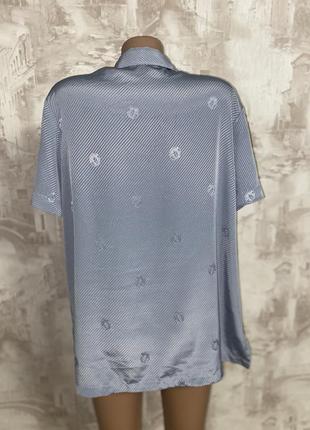 Сіра атласна сорочка короткий рукав,принт,монограма версаче,батал,великий розмір(028)3 фото