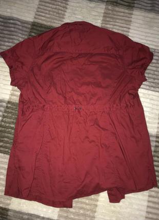 Рубашка с коротким рукавом блуза блузка красная3 фото