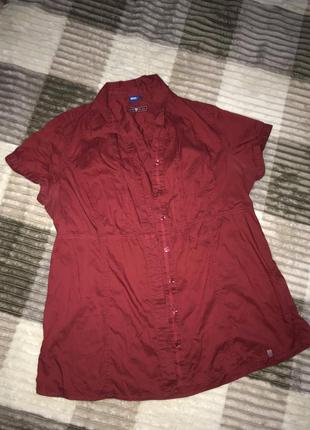 Рубашка с коротким рукавом блуза блузка красная7 фото