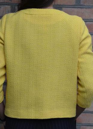 Яркий жакет, короткая желтая куртка букле на молнии, с-м6 фото