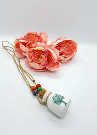 🌳⚱️ оригинальный кулон на шнурке  "бутылочка дерево" натуральная керамика2 фото