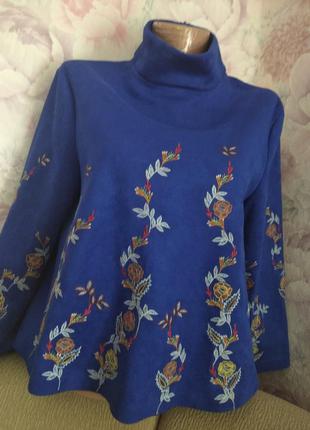 Замшева кофта від zara з вишивкою. вільний стиль m розм. осінь.