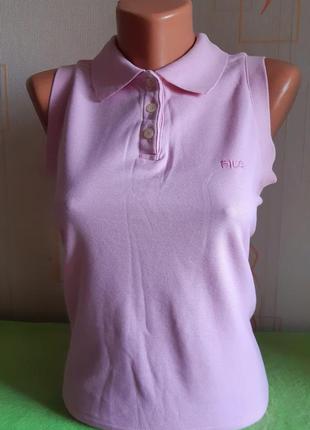 Брендовая футболка поло розового цвета без рукавов fila made in italy, 💯 оригинал
