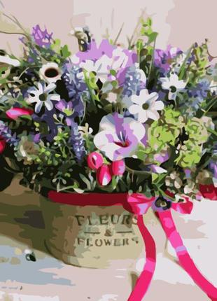 Картина по номерам лавка чудес роскошная корзинка цветов