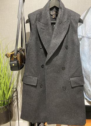 Шикарне брендове вовняне пальто двобортне жилет8 фото