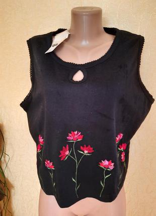 Укорочкная майка топ футболка  с вышивкой plus- size