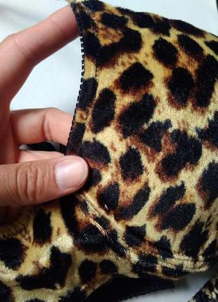 80в-75с рр 10-12 эффектный бархатный комплект леопард natural, белье велюровое