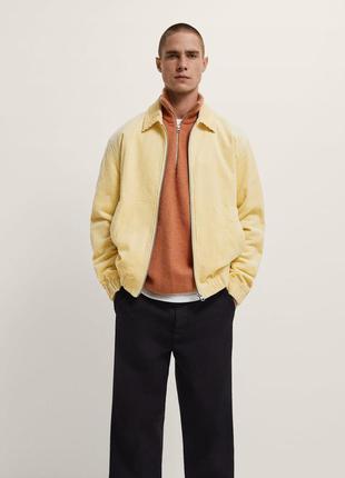 Куртка новая zara на молнии вельветовая желтая, размер xl