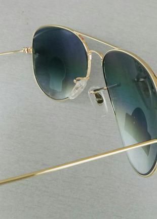 Ray ban aviator окуляри краплі унісекс сонцезахисні сіро синій градієнт лінзи з мінерального скла в золотому металі8 фото