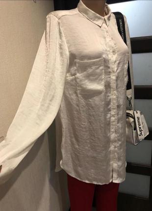 Шикарна шовкова блузка сорочка біла9 фото