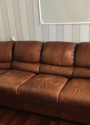 Кожаный диван раскладной2 фото
