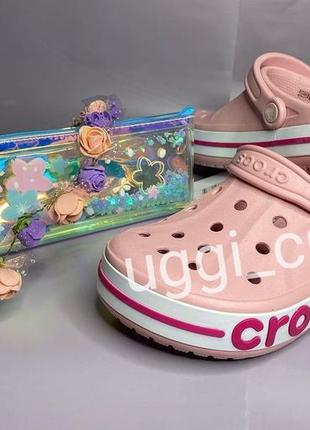 Крокс сабо кроксы нежно розовые шлепки баябенд crocs bayaband pearl