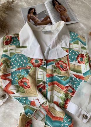 Шикарна винтажная блуза на завязках3 фото