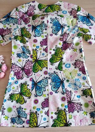 Женская медицинская блуза с бабочками 42-56 р с хлопка6 фото