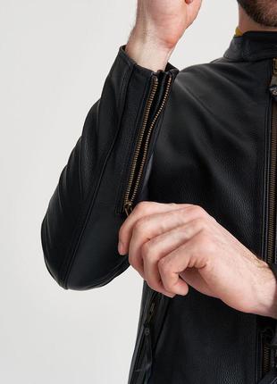 Супер стильная мужская куртка кожаная5 фото