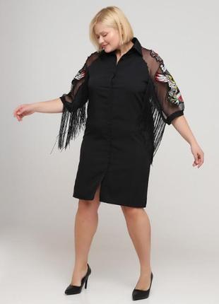 Чёрное коктейльное платье-рубашка stella marina collezione